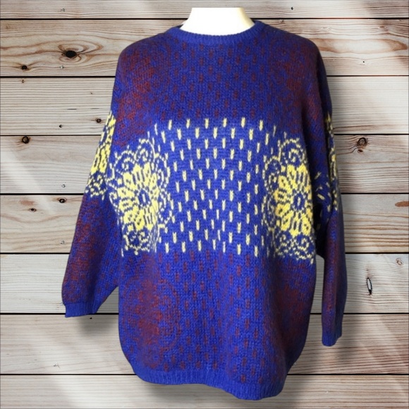 1980 1990s Vintage United Colors of Benetton Oversized Knit Sweater Jumper M/L
